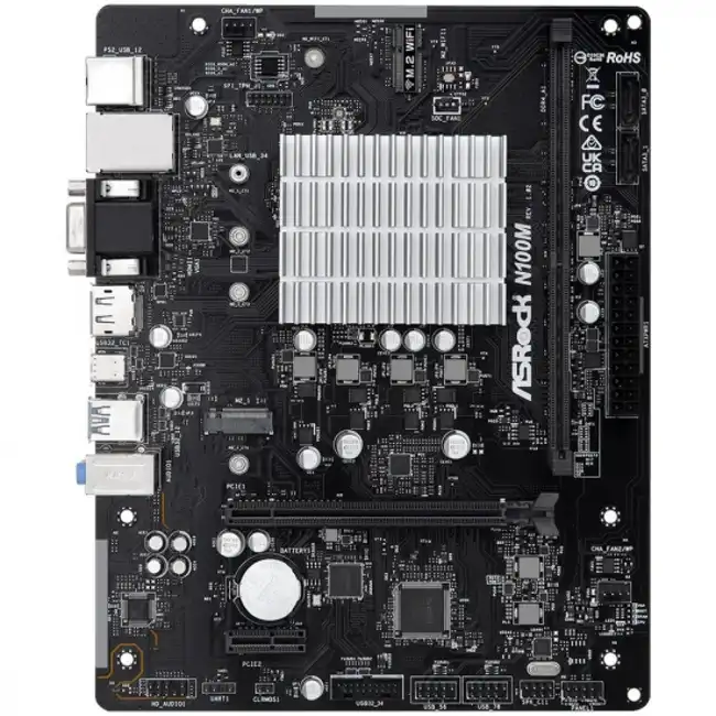 Материнская плата ASRock N100M (micro-ATX, Установлен Intel N100)