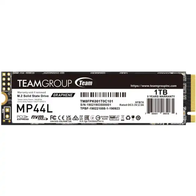 Внутренний жесткий диск Team Group MP44L TM8FPK002T0C101 (SSD (твердотельные), 1 ТБ, M.2, PCIe)