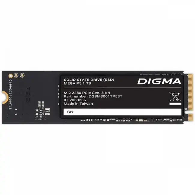 Внутренний жесткий диск Digma Mega P5 DGSM3001TP53T (SSD (твердотельные), 1 ТБ, M.2, PCIe)
