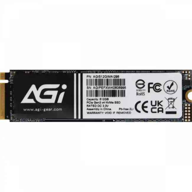 Внутренний жесткий диск AGI AGI512GIMAI298-CB (SSD (твердотельные), 512 ГБ, M.2, PCIe)