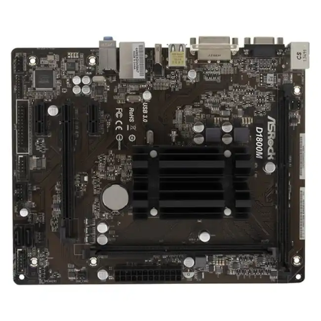 Материнская плата ASRock D1800M (micro-ATX, Установлен Intel Celeron J1800)