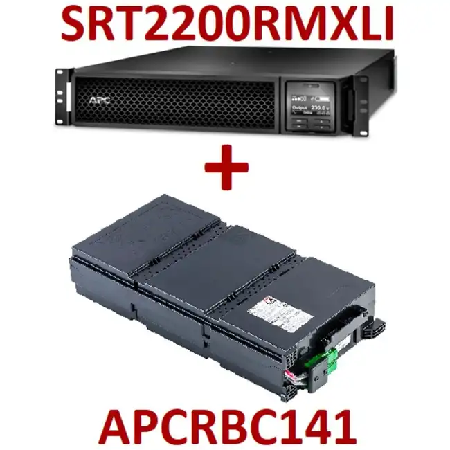 Источник бесперебойного питания APC Smart-UPS SRT 2200, 230 В, стоечное исполнение + RBC SRT2200RMXLI+APCRBC141 (2200 ВА, 1980)
