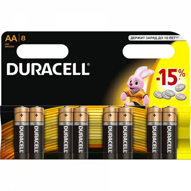 Батарейка Duracell Basic AA LR6/MN1500, 1.5V (8шт.) Basic LR6/MN1500
