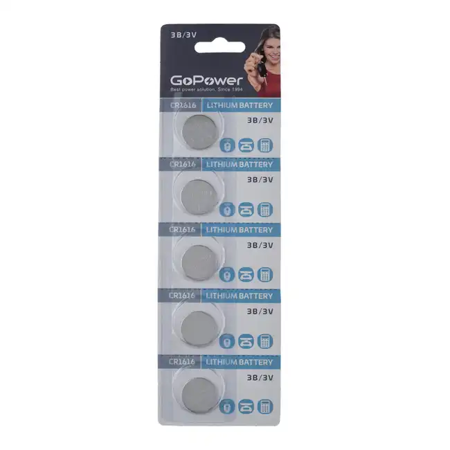 Батарейка GoPower CR1616 BL5 Lithium 3V 00-00023144