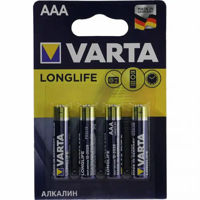 Батарейка VARTA LONGLIFE LR03 AAA BL4 Alkaline 1.5V 04103101414