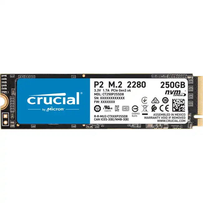 Внутренний жесткий диск Crucial P2 CT250P2SSD8 (SSD (твердотельные), 250 ГБ, M.2, PCIe)