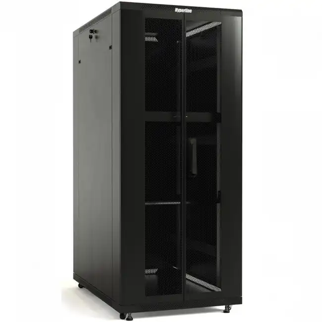 Серверный шкаф Hyperline Шкаф серверный напольный 47U 800x1000мм пер.дв.перфор. задн.дв.перфор. 2 бок.пан. 800кг черный 910мм DR-TTB-D-47U-RAL9004