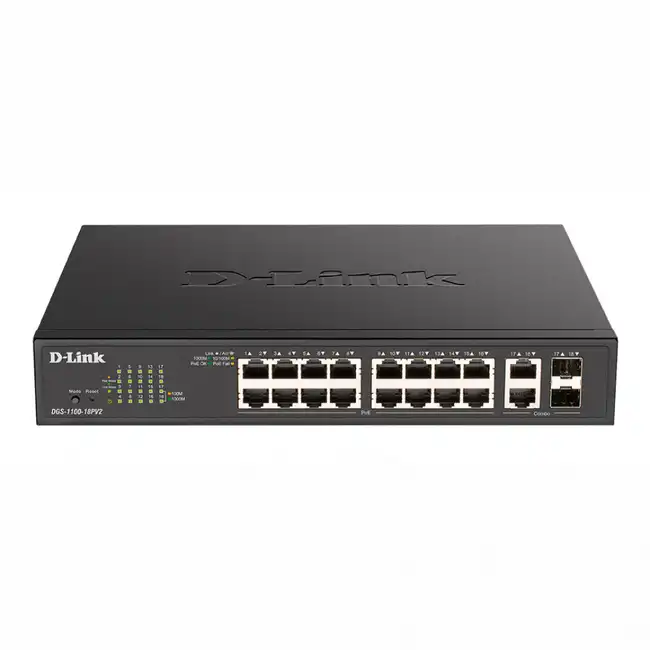 Коммутатор D-link DGS-1100-18PV2 DGS-1100-18PV2/A3A (1000 Base-T (1000 мбит/с), 2 SFP порта)