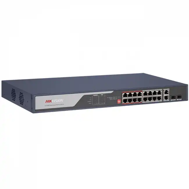 Коммутатор Hikvision DS-3E0318P-E(C) (100 Base-TX (100 мбит/с), 2 SFP порта)