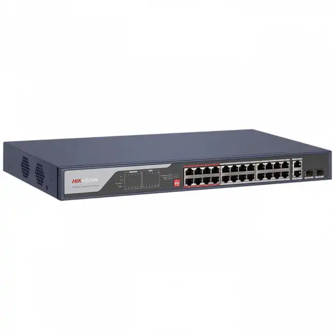 Коммутатор Hikvision DS-3E0326P-E(C) (100 Base-TX (100 мбит/с), 2 SFP порта)