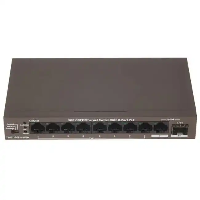 Коммутатор TENDA TEG1110PF-8-120W (1000 Base-T (1000 мбит/с), 1 SFP порт)