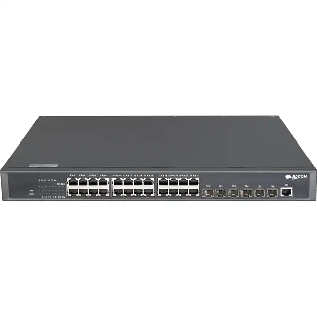 Коммутатор BDCOM S3900-24T6X +PWR-75-AC (1000 Base-T (1000 мбит/с), 6 SFP портов)