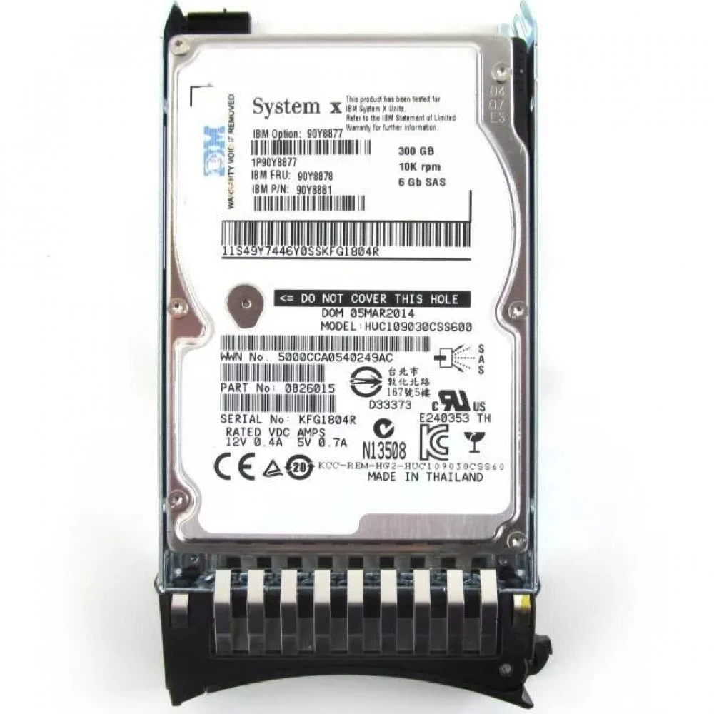 Серверный жесткий диск IBM 300GB 10K 6Gbps SAS 2.5" SFF G2HS HDD 90Y8877 HDD, 2,5 SFF, 300 ГБ, SAS