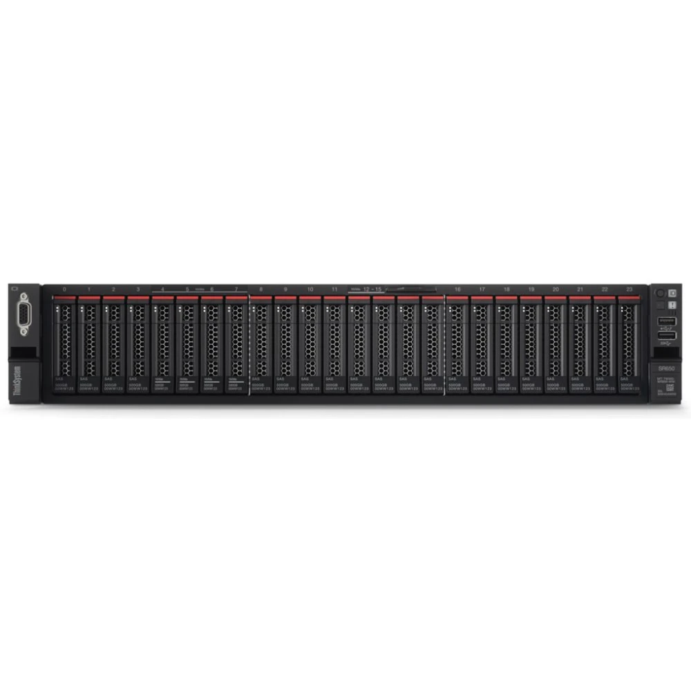 Сервер Lenovo ThinkSystem SR650 7X06HGG400/L 2U Rack, Xeon Gold 5220R, 2200 МГц, 24, 35.75, 10 x 64 ГБ, SFF 2.5", 2x 480 ГБ