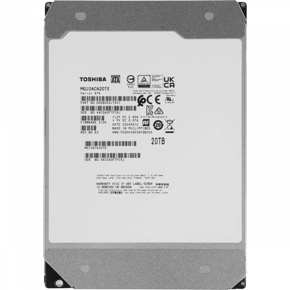 Серверный жесткий диск Toshiba MG10ACA20TE HDD, 3,5 LFF, 20 ТБ, SATA