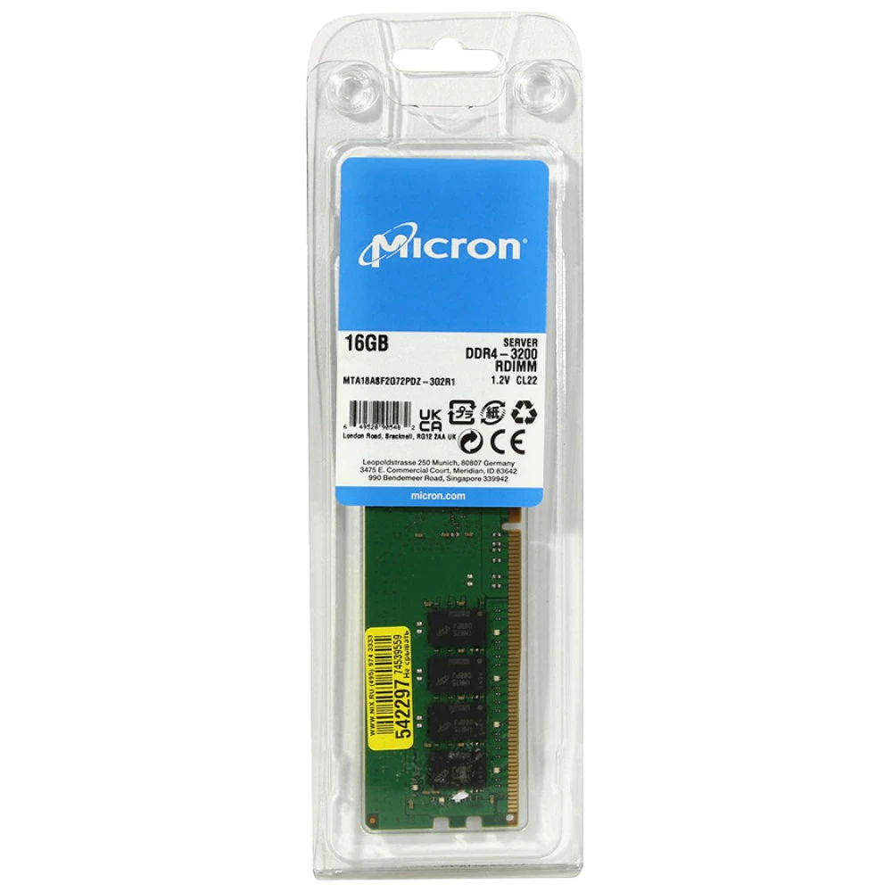 Серверная оперативная память ОЗУ Micron MTA18ASF2G72PDZ-3G2 16 ГБ, DDR4
