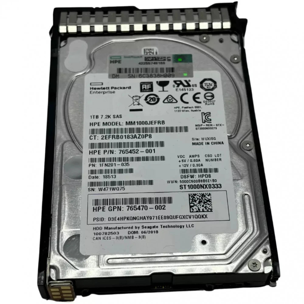 Серверный жесткий диск HPE 1TB 12G SAS 7.2K rpm SFF 765464-B21 HDD, 2,5 SFF, 1 ТБ, SAS