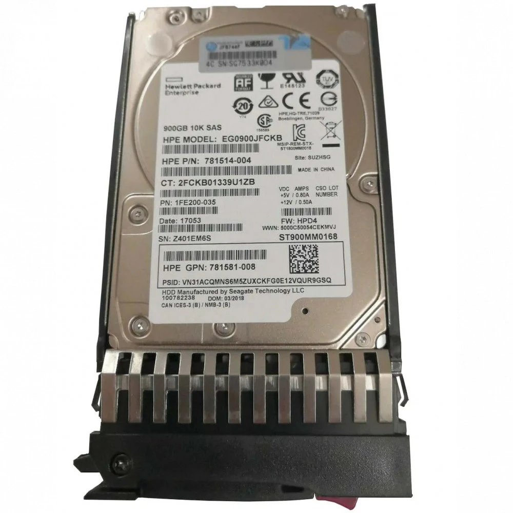 Серверный жесткий диск HPE SAS/900 Gb/10000 rpm/MSA 12G SFF (2.5in) Dual Port Ent J9F47A HDD, 2,5 SFF, 900 ГБ, SAS