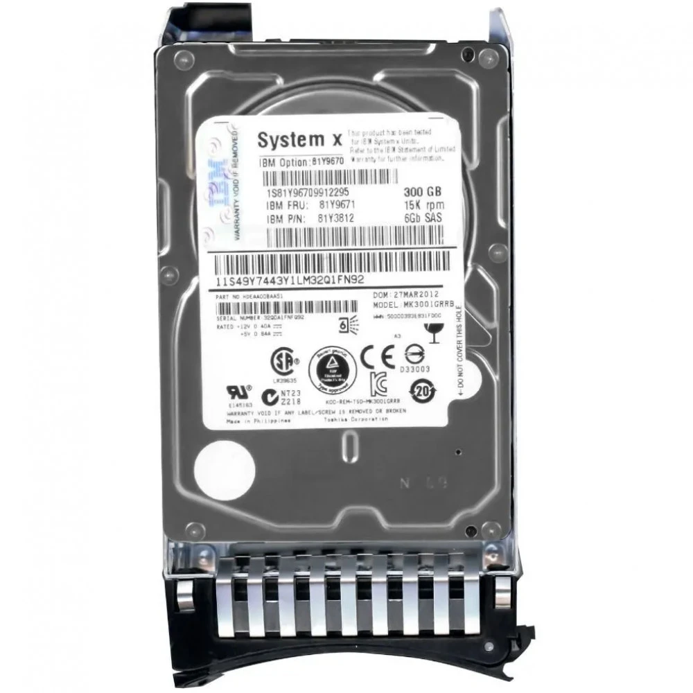 Серверный жесткий диск IBM 300 GB 15K 2.5 SAS HDD 81Y9670 HDD, 2,5 SFF, 300 ГБ, SAS