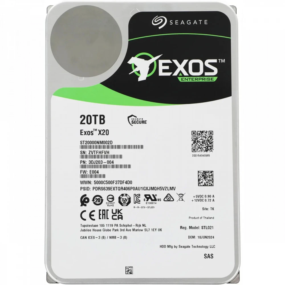Серверный жесткий диск Seagate Exos X20 ST20000NM002D ST20000NM002H HDD, 3,5 LFF, 20 ТБ, SATA