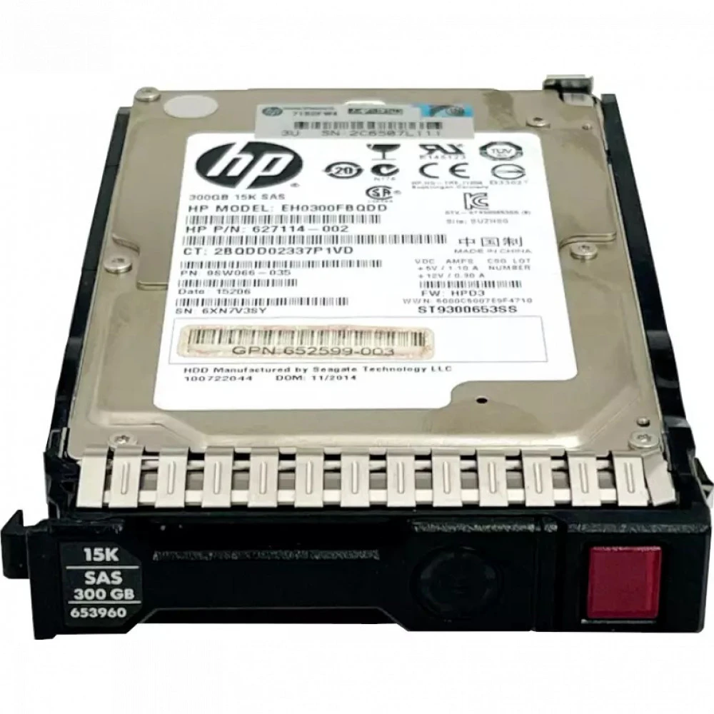 Серверный жесткий диск HPE 300GB 6G SAS 15K rpm SFF (2.5-inch) SC Enterprise 652611-B21 HDD, 2,5 SFF, 300 ГБ, SAS