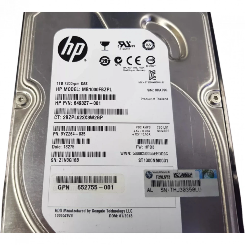 Серверный жесткий диск HPE 1TB 6G SAS 7.2K rpm LFF (3.5-inch) SC Midline 652753-B21 HDD, 3,5 LFF, 1 ТБ, SAS