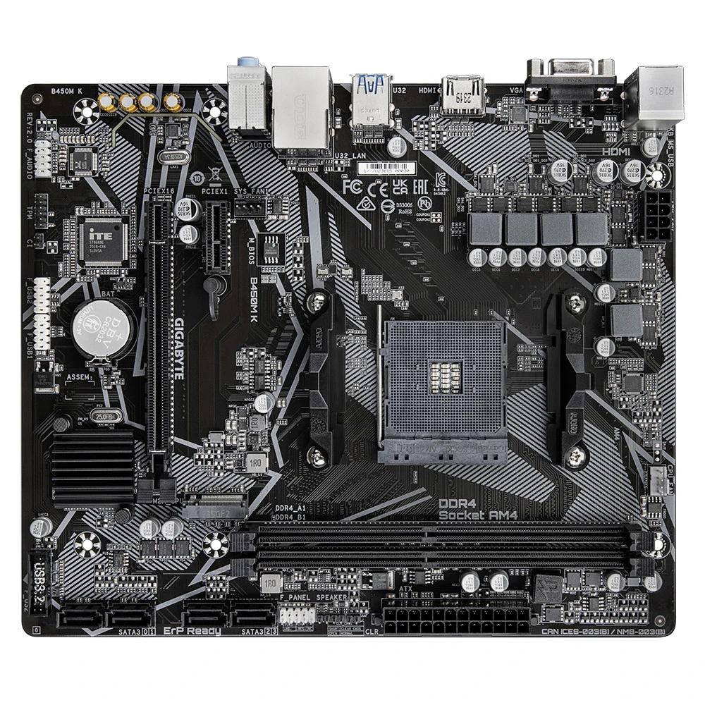 Материнская плата Gigabyte B450M K DDR4 rev.2.0 Micro-ATX, AMD AM4