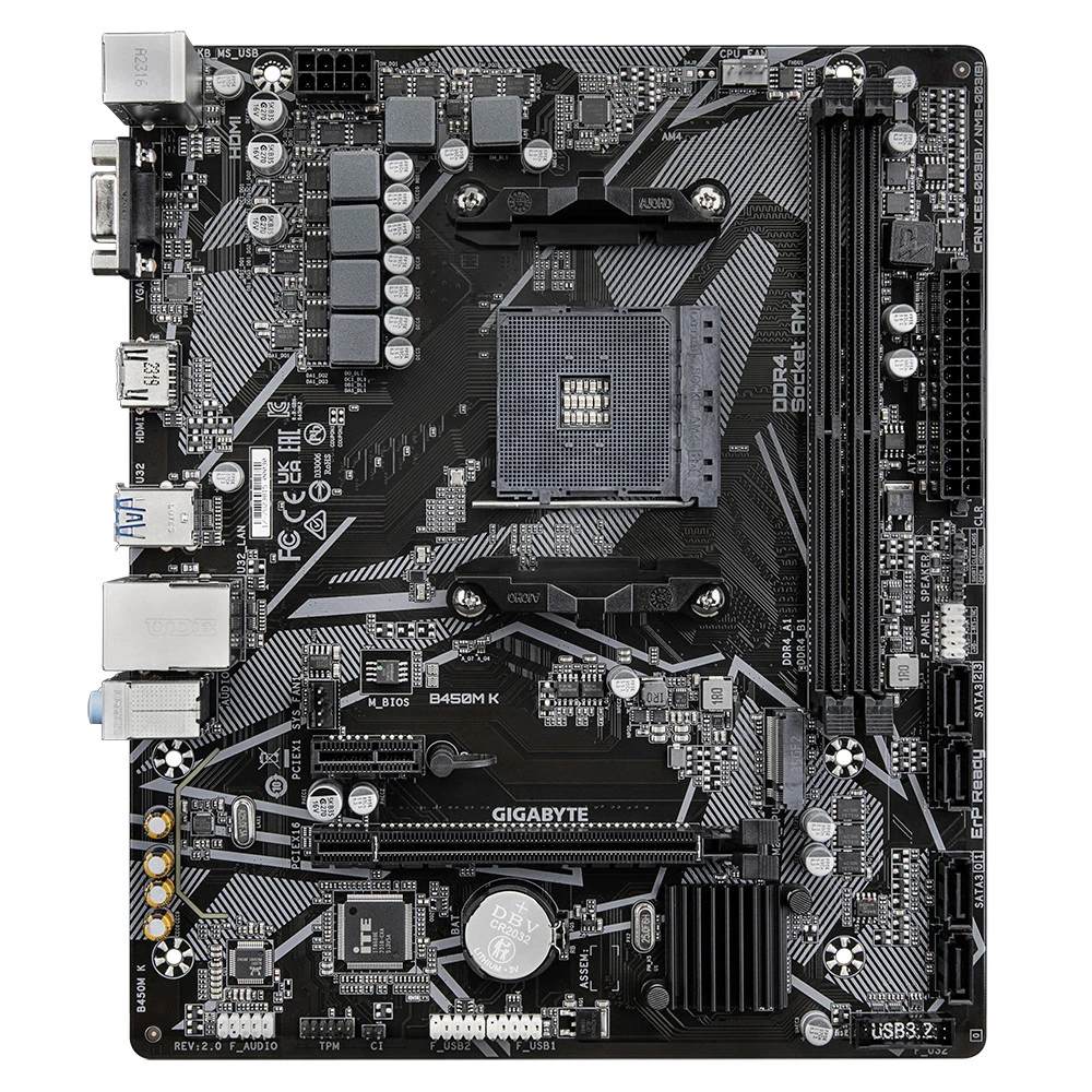 Материнская плата Gigabyte B450M K DDR4 rev.2.0 Micro-ATX, AMD AM4