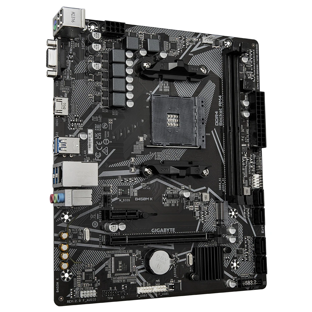 Материнская плата Gigabyte B450M K DDR4 rev.2.0 Micro-ATX, AMD AM4