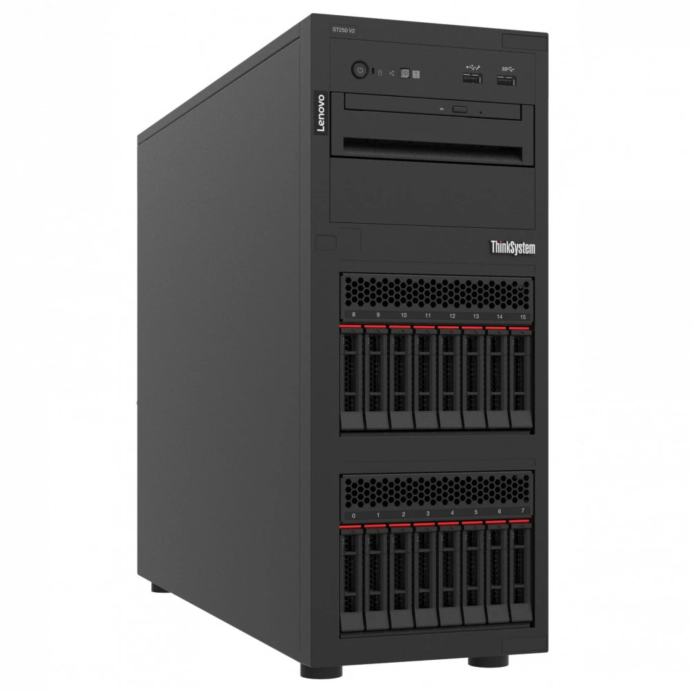 Сервер Lenovo ThinkSystem ST250 V3 7DCEA02VEA Tower, Xeon E-2468, 2600 МГц, 8, 24, 1 x 32 ГБ, SFF 2.5"
