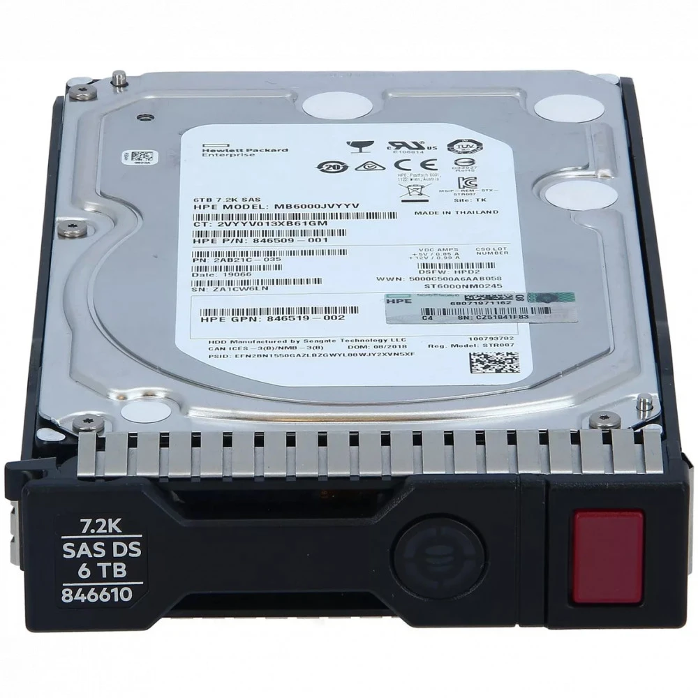 Серверный жесткий диск HPE 6TB 12G 7.2K 3.5 SAS 846514-B21 HDD, 3,5 LFF, 6 ТБ, SAS