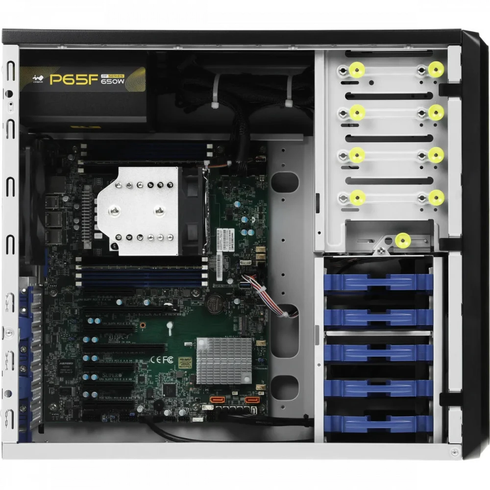 Сервер iRU Rock W9105P 2138756 Tower, Xeon Gold 6146, 3200 МГц, 12, 24.75, 2 x 16 ГБ, SFF 2.5" + LFF 3.5", 1x 1 ТБ