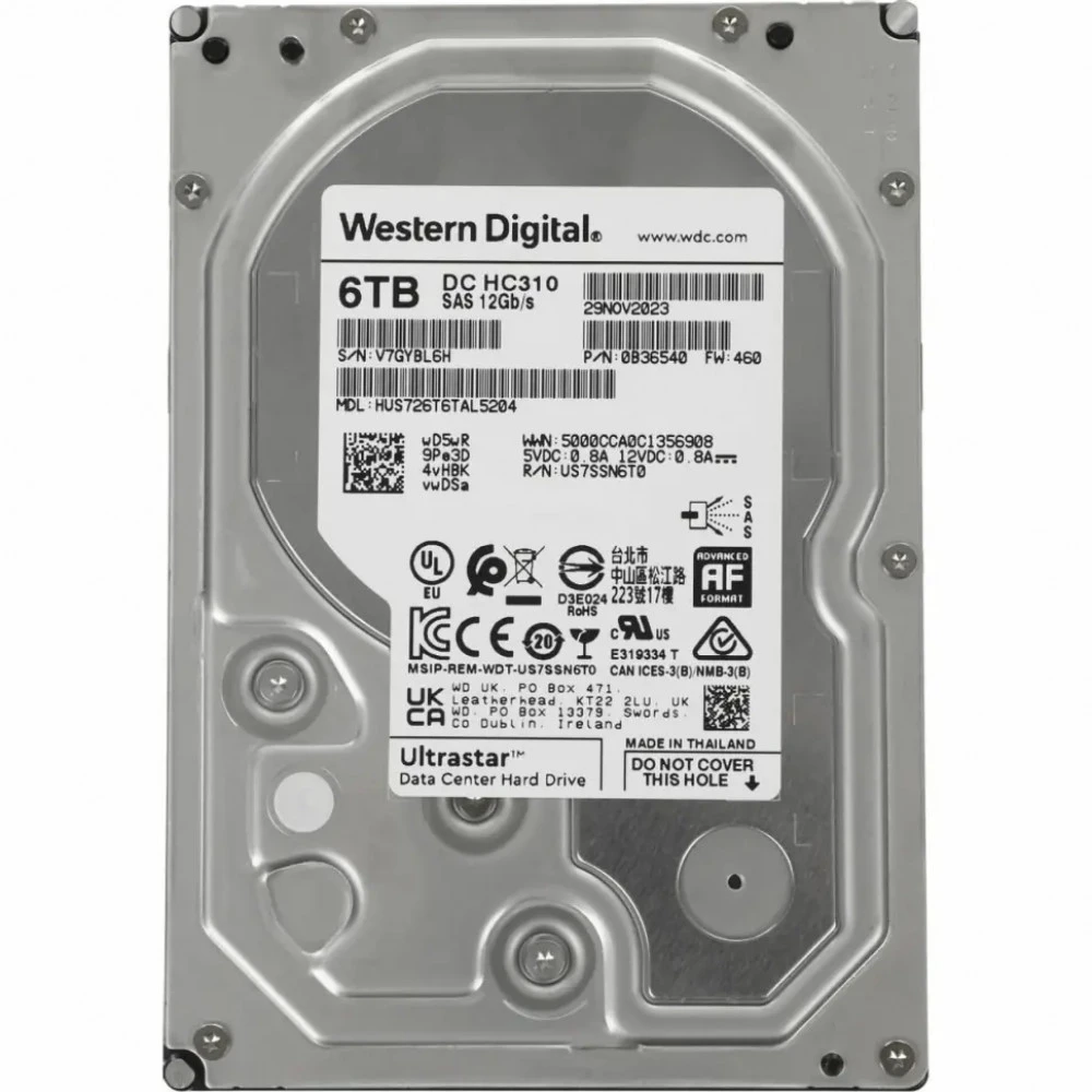 Серверный жесткий диск Western Digital HUS726T6TAL4200 HDD, 3,5 LFF, 6 ТБ, SATA
