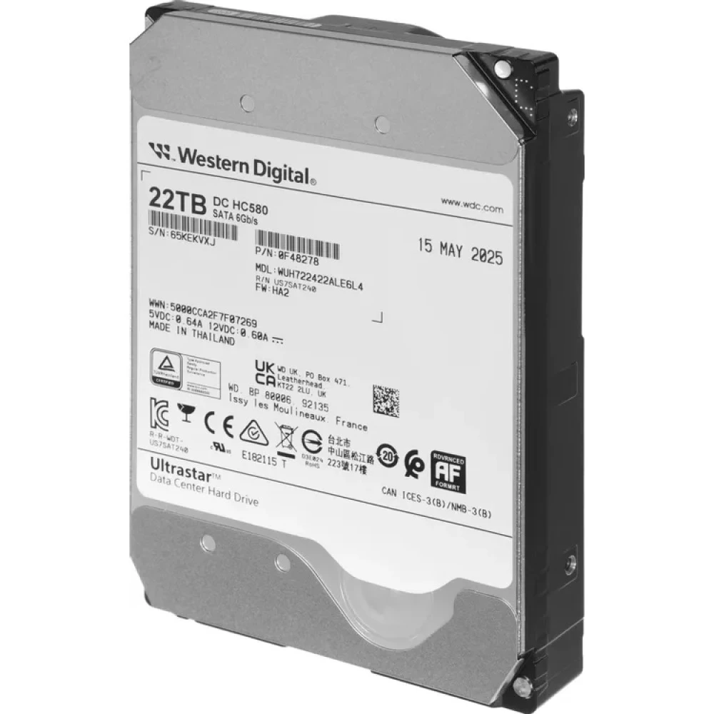 Серверный жесткий диск Western Digital Ultrastar DC HC580 WUH722422ALE6L4 0F48278/0F62785 HDD, 3,5 LFF, 22 ТБ, SATA