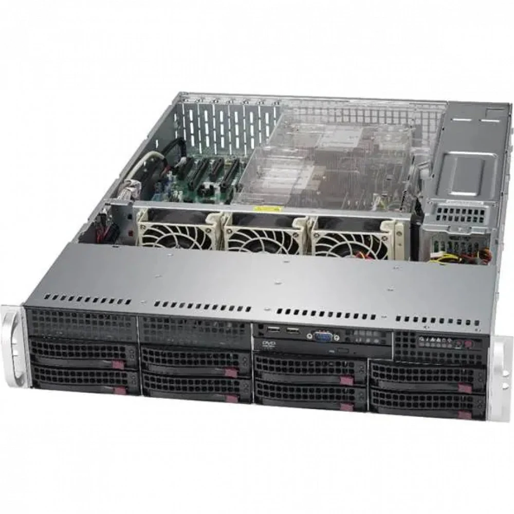 Сервер Supermicro CSE-825TQC-R1K03B/H13SSL-N 2U825H13-001 2U Rack, EPYC 9124, 3000 МГц, 16, 64, 1 x 64 ГБ, LFF 3.5", 2x 960 ГБ