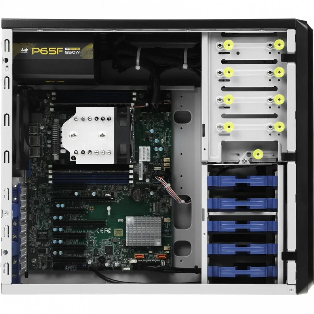 Сервер iRU Rock w9105p 2184299 Tower, Xeon Gold 6234, 3300 МГц, 8, 24.75, 2 x 16 ГБ, SFF 2.5" + LFF 3.5", 1x 500 ГБ