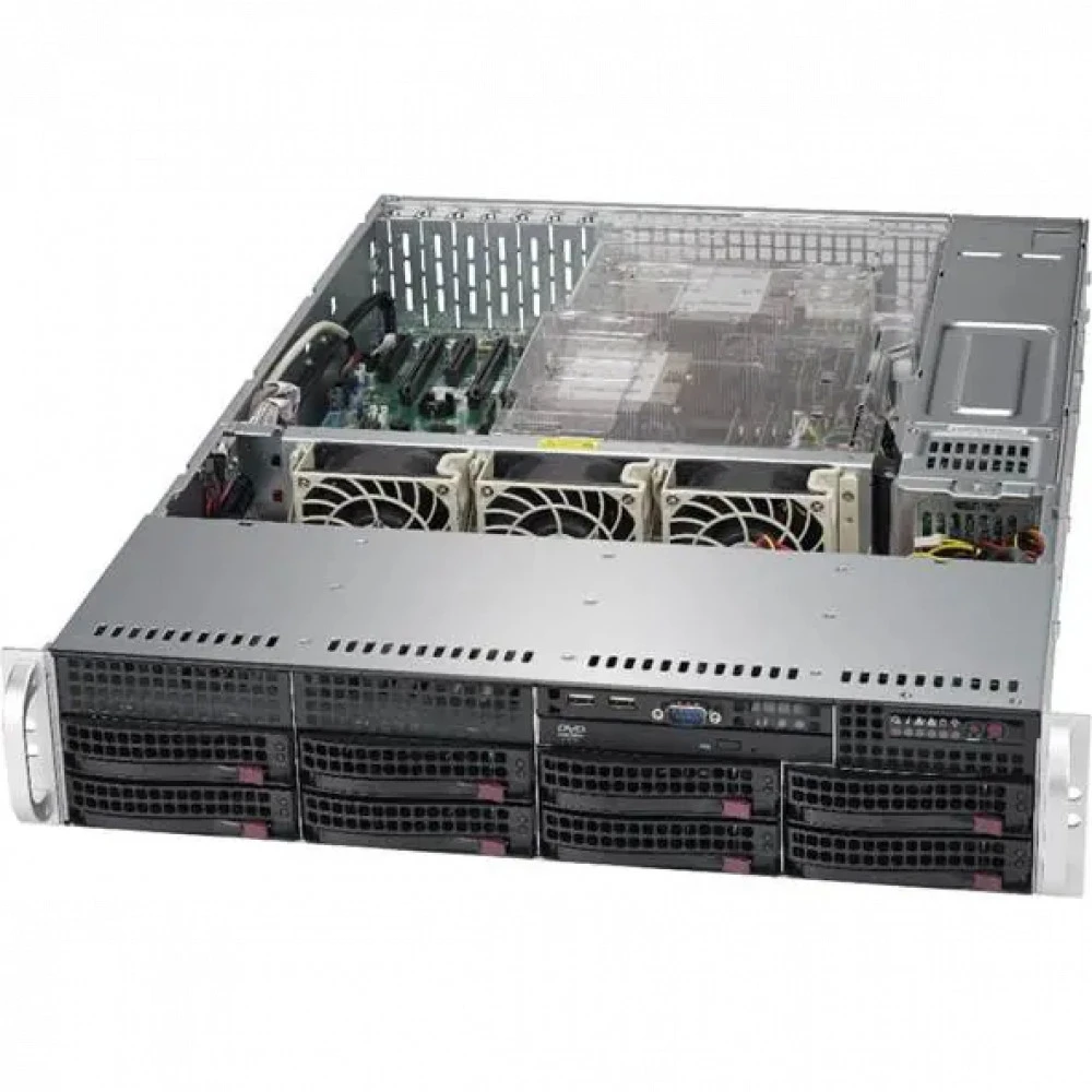 Сервер Supermicro CSE-825TQC-R1K03B 2U825X14-001-1 2U Rack, Xeon 6710E, 2400 МГц, 64, 96, SFF 2.5", 1x 960 ГБ