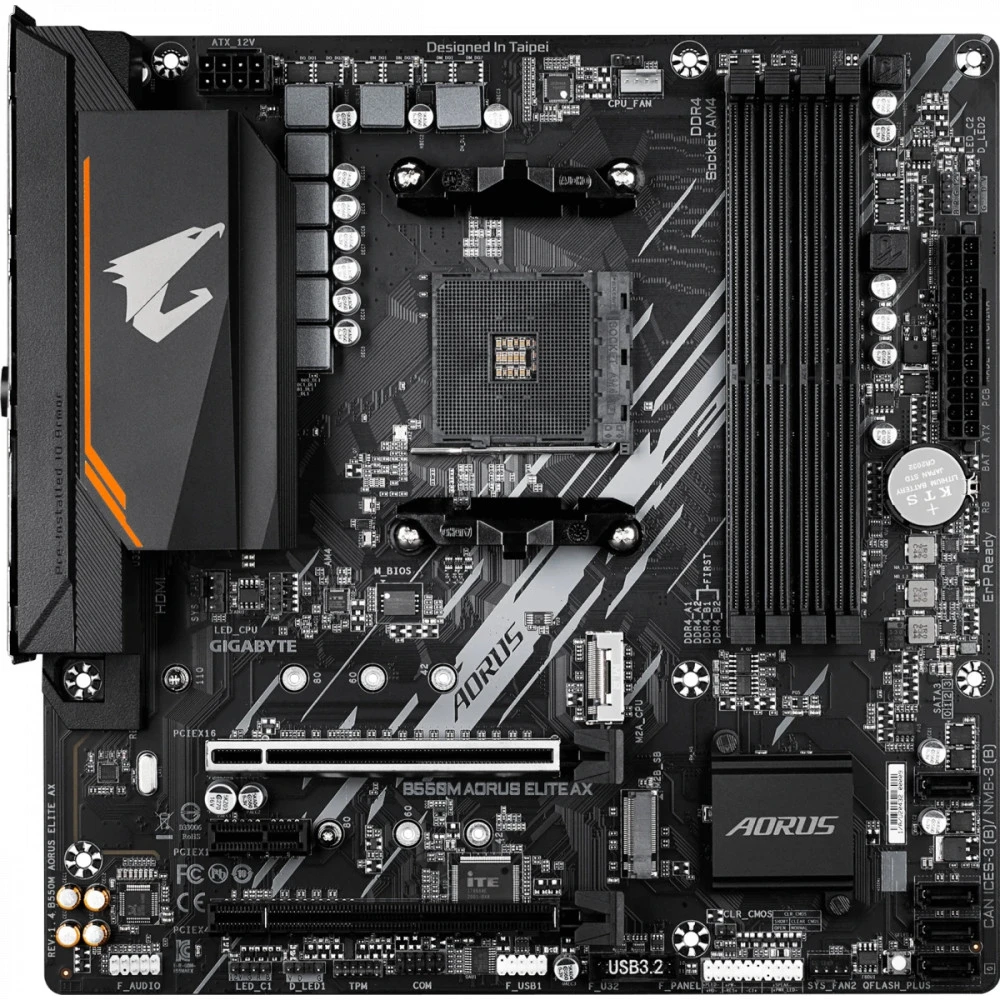 Материнская плата Gigabyte B550M Aorus Elite AX rev. 1.4 Micro-ATX, AMD AM4