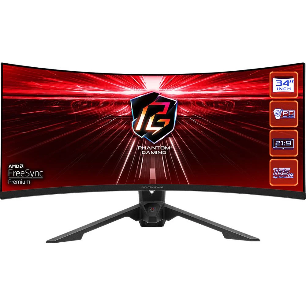 Монитор ASRock Phantom Gaming PG34WQ15R3A 34 ", VA, Ultra-Wide QHD 3440x1440 (21:9), 165 Гц