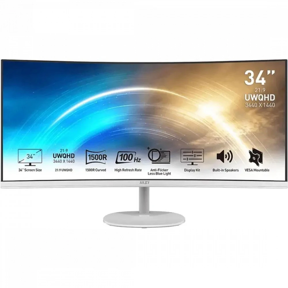 Монитор MSI Pro MP341CQW 9S6-3PB2CT-025 34 ", VA, Ultra-Wide QHD 3440x1440 (21:9), 100 Гц