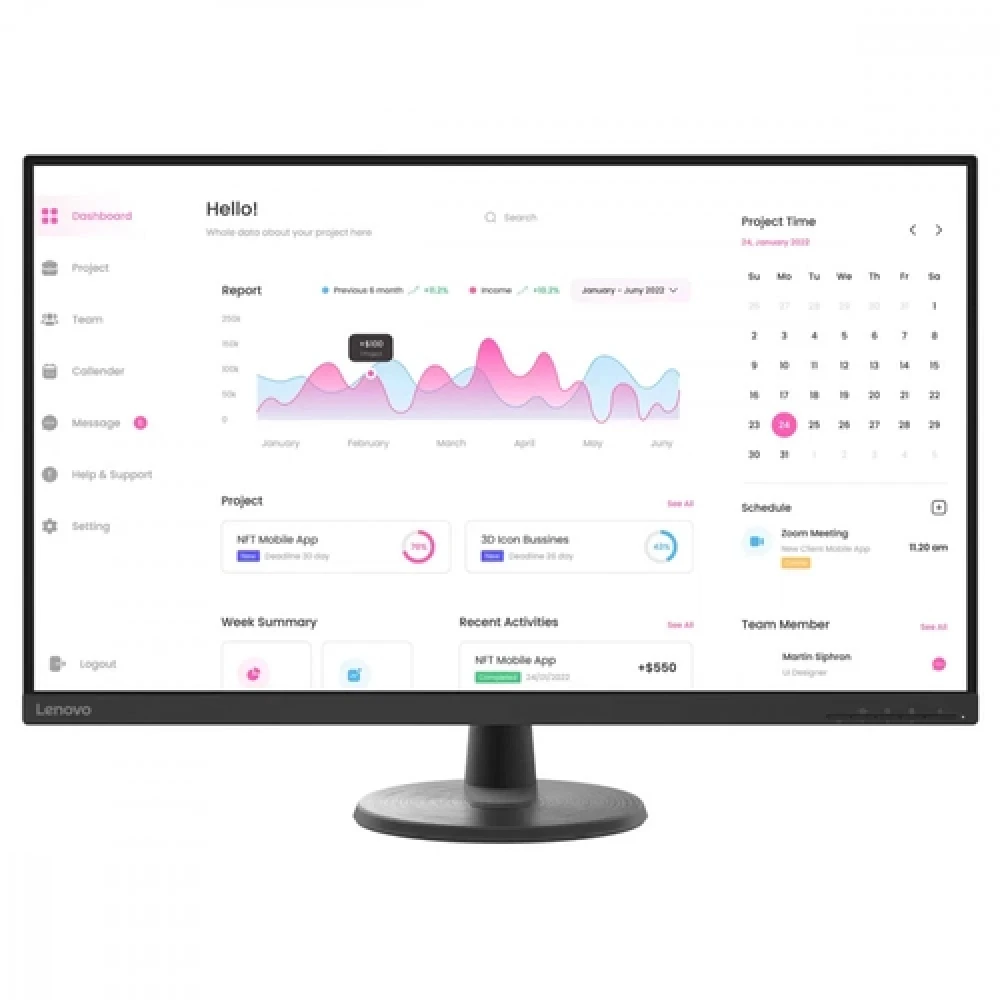 Монитор Lenovo D24-40 67A2KAC6EU 23.8 ", VA, Full HD 1920x1080 (16:9), 75 Гц