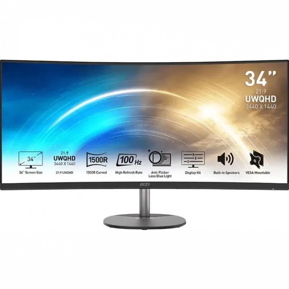 Монитор MSI Pro MP341CQ 9S6-3PB2CT-041 34 ", VA, Ultra-Wide QHD 3440x1440 (21:9), 100 Гц