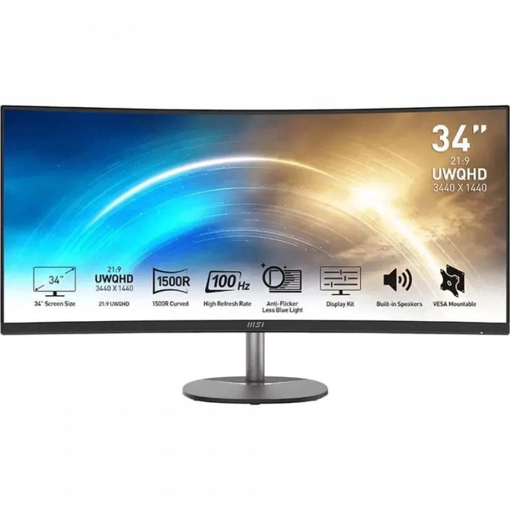 Монитор MSI PRO MP341CQ 9S6-3PB2CT-041|| 34 ", VA, Ultra-Wide QHD 3440x1440 (21:9), 100 Гц