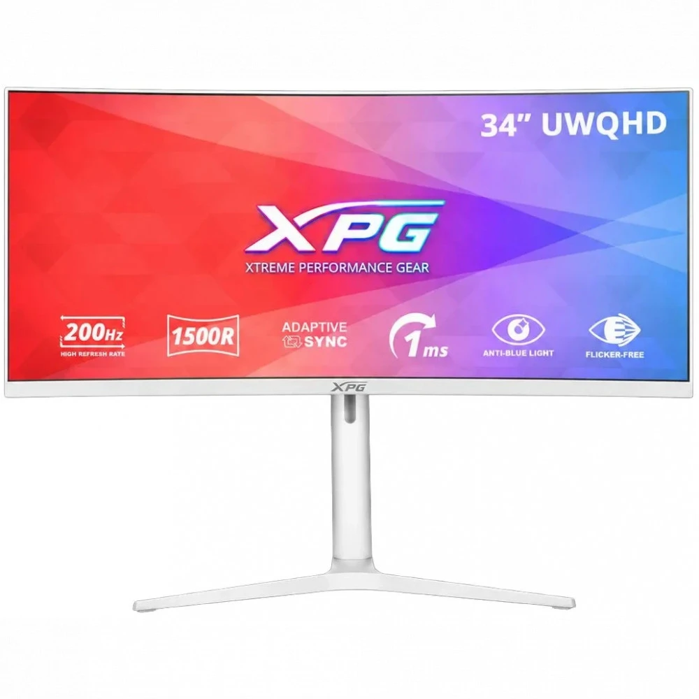 Монитор XPG RIFT R34WXC White RIFT R34WXC-WHCEU|| 34 ", VA, Ultra-Wide QHD 3440x1440 (21:9), 200 Гц