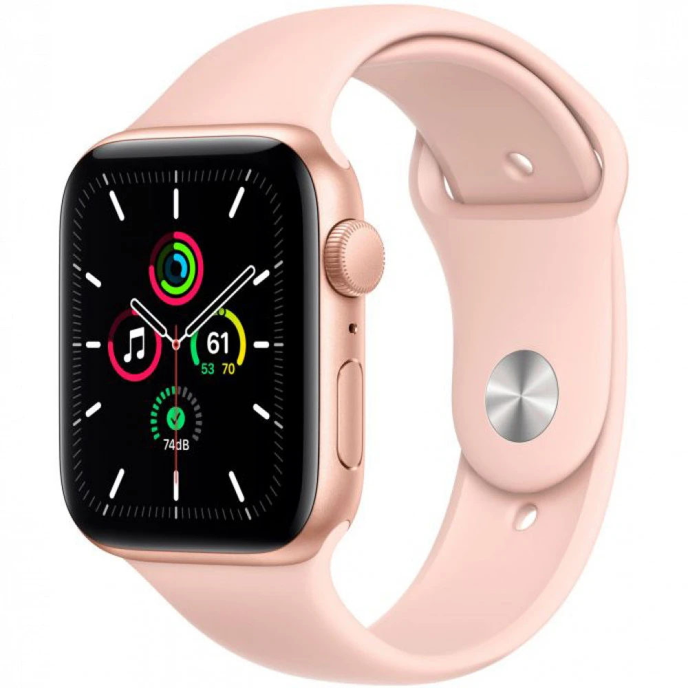 Apple Watch SE GPS, 44mm Gold Aluminium Case with Starlight Sport Band MKQ53GK/A