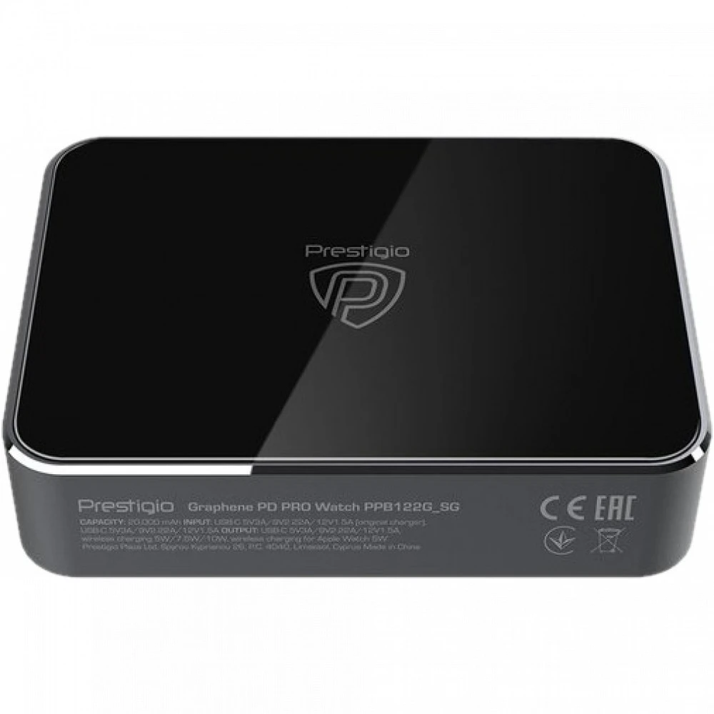 Внешний аккумулятор (Power Bank) Prestigio Graphene PD Watch Edition 20000 PPB122G_SG 20000 мАч, Черный