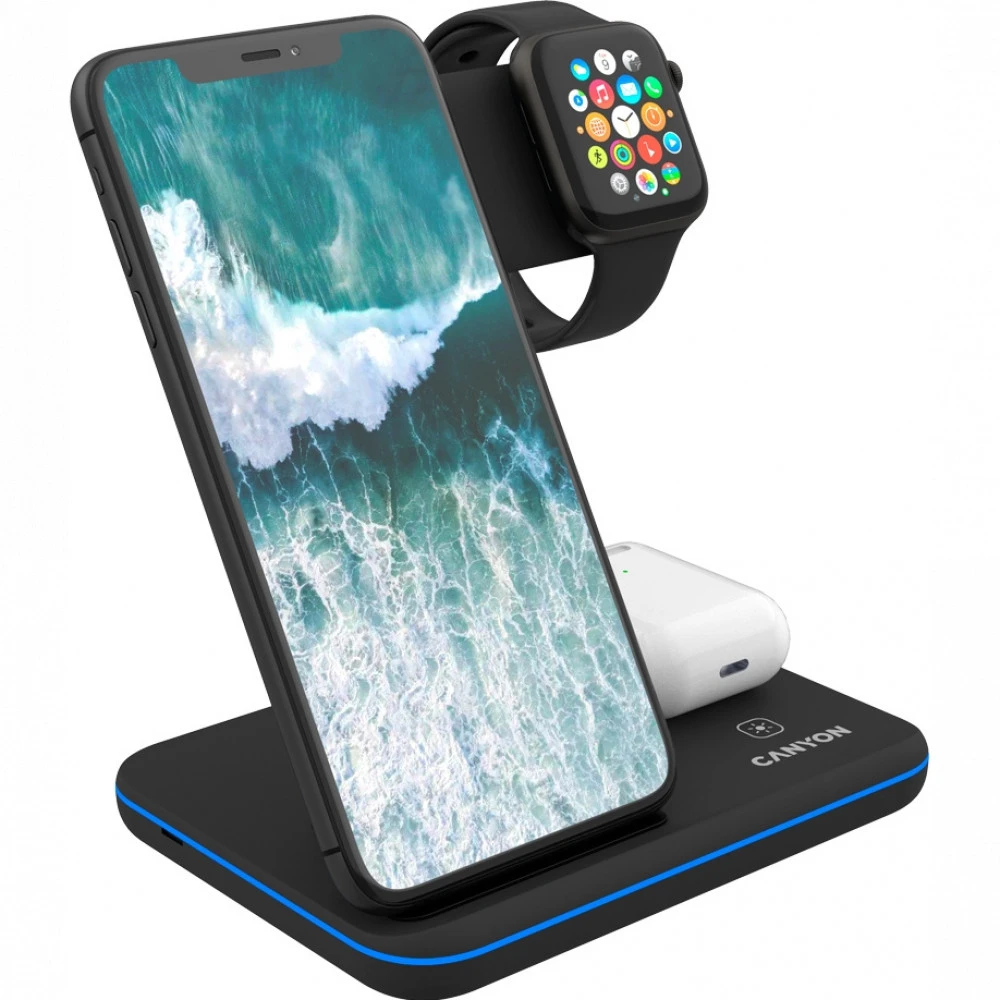 Canyon Беспроводное зарядное устройство 3-in-1 for Apple Black CNS-WCS303B 15