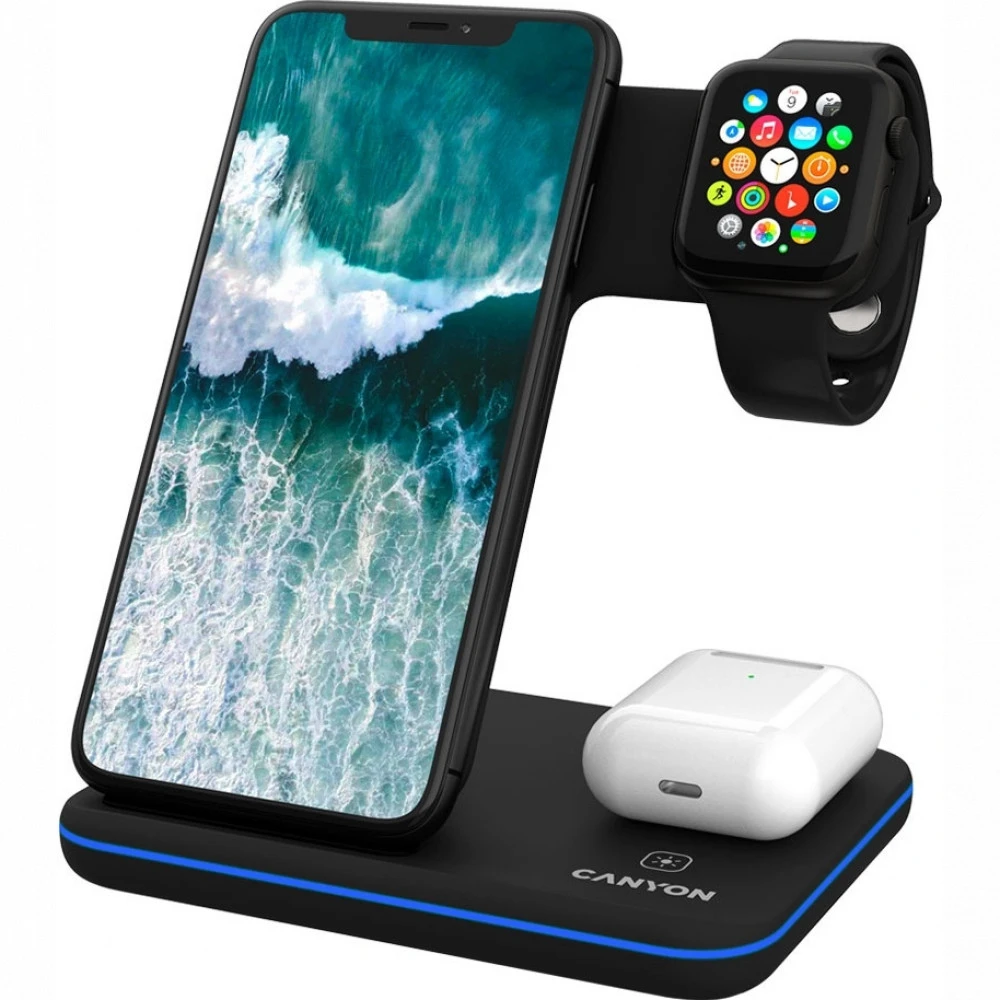 Canyon Беспроводное зарядное устройство 3-in-1 for Apple Black CNS-WCS303B 15