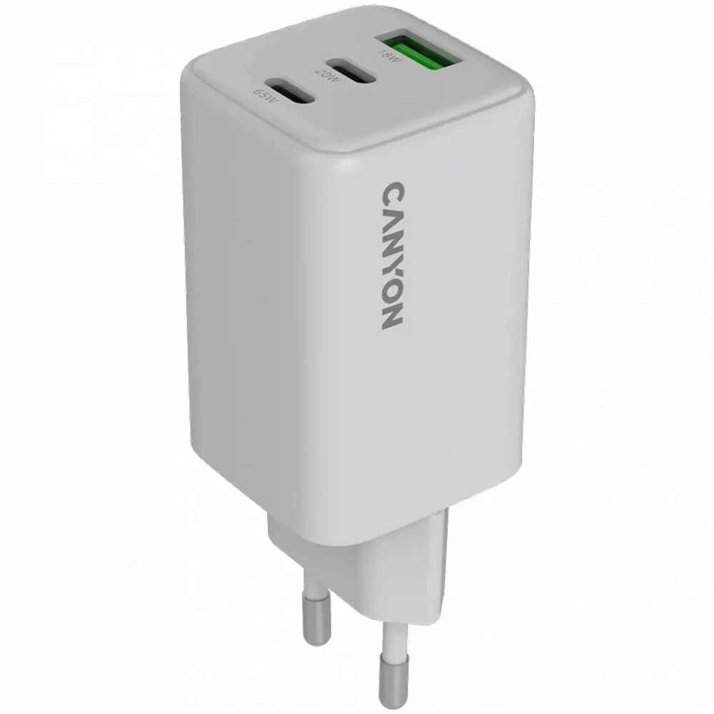 Аксессуары для смартфона Canyon GaN 65W 2xPD 1xQC EU White CNS-CUW65ACC