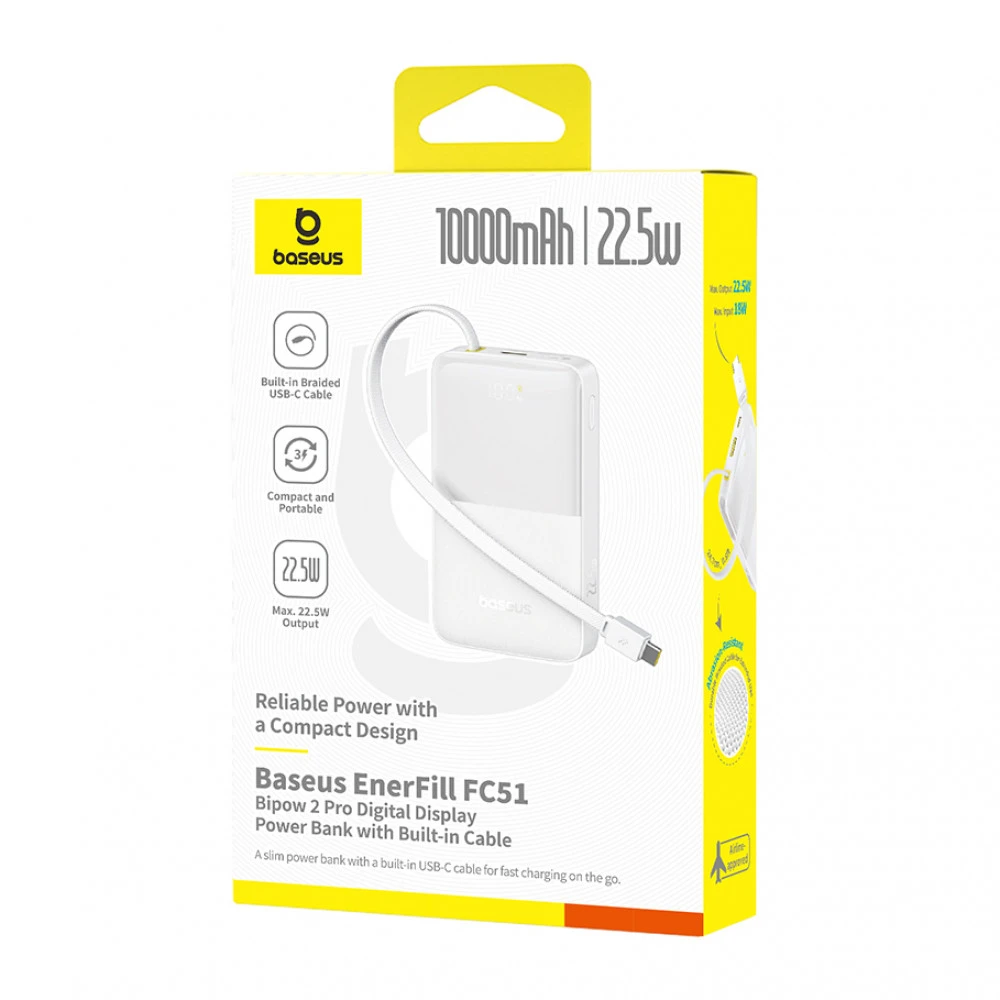 Внешний аккумулятор (Power Bank) Baseus EnerFill FC51 10000mAh 22.5W White E0027601 10000 мАч, Белый